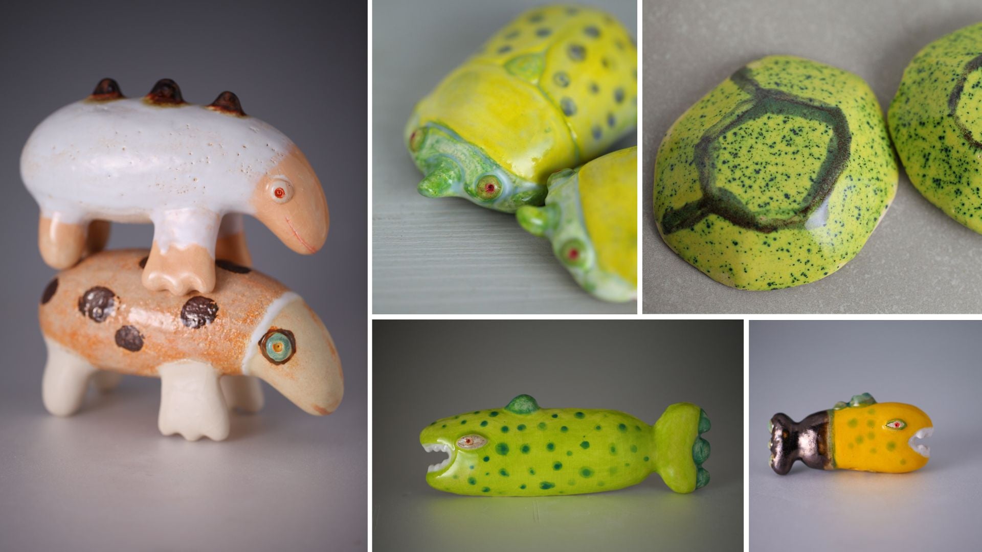 sculture moderne in ceramica di animali primordiali