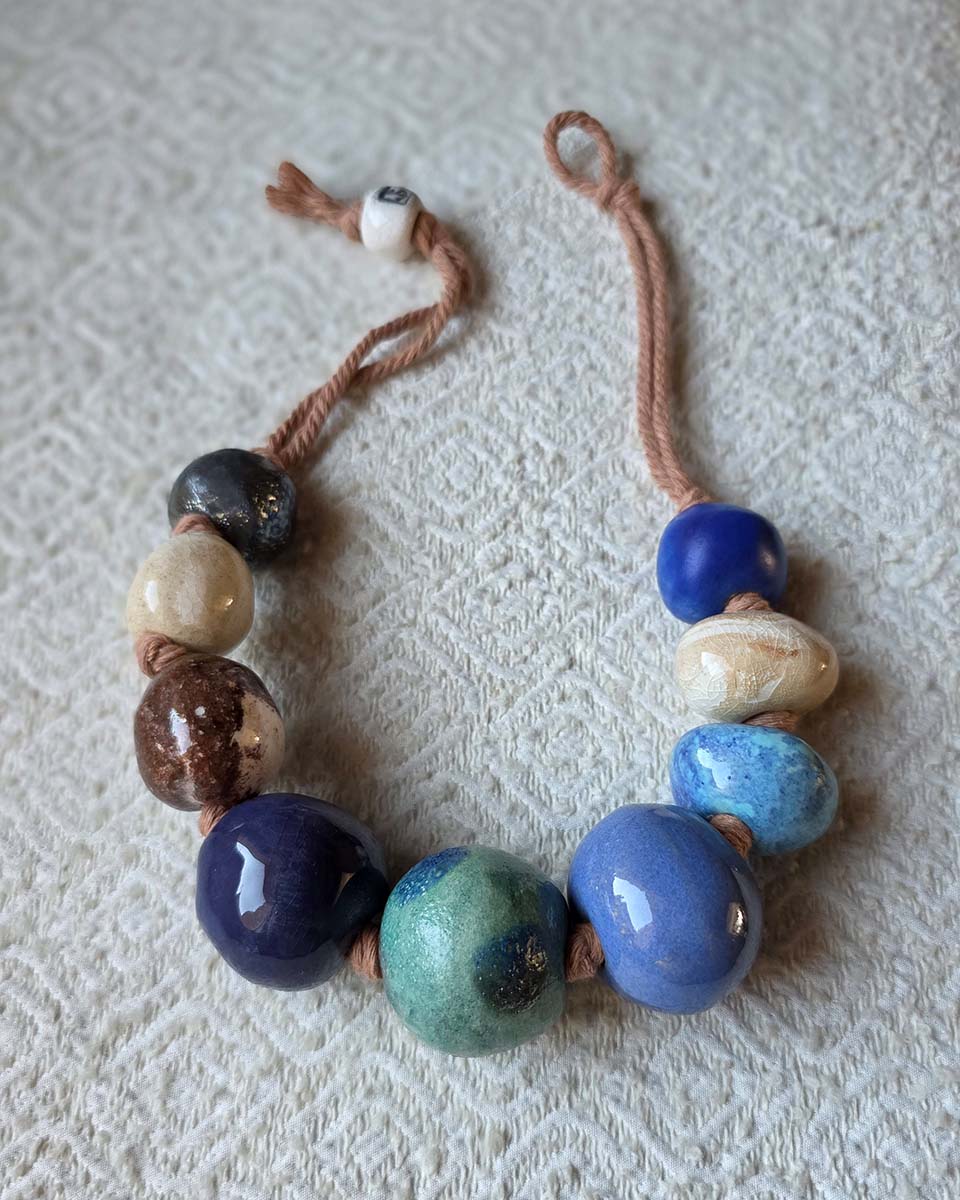 Collana in ceramica Blu pervinca e Turchese marino