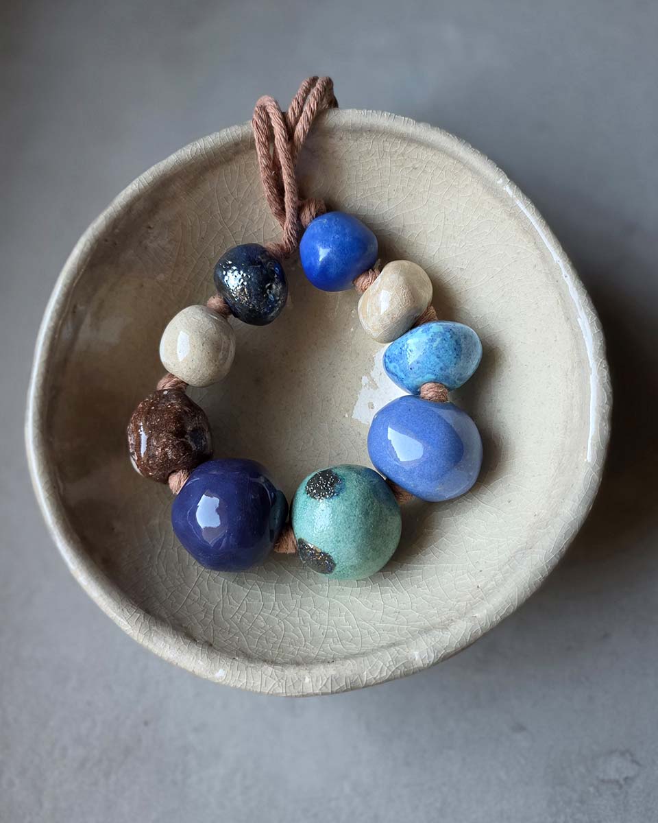Collana in ceramica Blu pervinca e Turchese marino