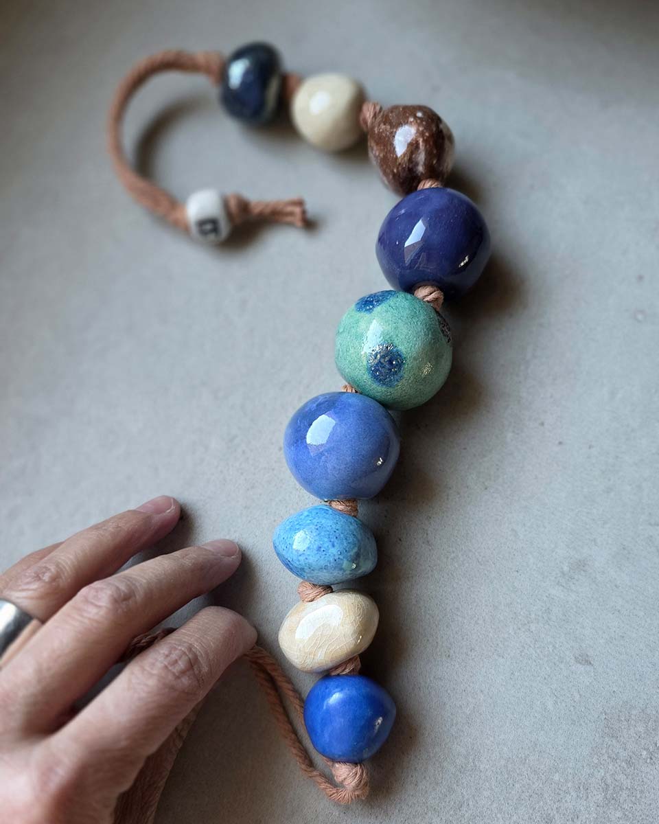 Collana in ceramica Blu pervinca e Turchese marino